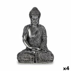 Gift Decor Okrasna Figura Buda Sede Srebrna 17 x 32,5 x 22 cm (4 kosov)