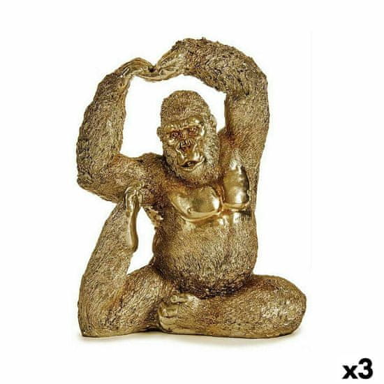 Gift Decor Okrasna Figura Yoga Gorila Zlat 14 x 30 x 25,5 cm (3 kosov)