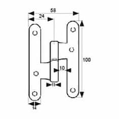 Edm Šarnir EDM PN04 100 x 58 mm desno Jeklo