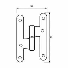 Edm Šarnir EDM PN07 100 x 58 mm desno Nerjaveče jeklo