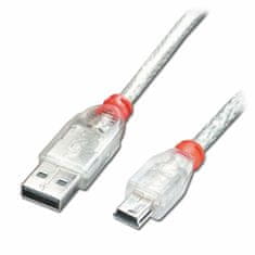 Lindy Kabel USB 2.0 A v Mini USB B LINDY 41782 Siva Prozorno 1 m