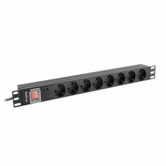 Lanberg Schuko 19" 8-smerni adapter z več vtičnicami Lanberg PDU-08F-0200-BK (2 m)