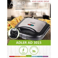 Adler Aparat za Sendviče Adler AD 3015 Črna Pisana Srebrna 750 W