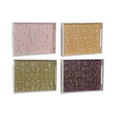 DKD Home Decor Pladenj DKD Home Decor Zelena Gorčica Temno rjava Svetlo roza Les MDF 40 x 30 x 5 cm (4 kosov)