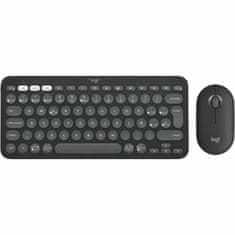 Logitech Tipkovnica in Brezžična Miška Logitech Pebble 2 Combo Qwerty Španska Črna Siva Grafit