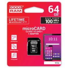 GoodRam Spominska Kartica Micro SD z Adapterjem GoodRam M1AA-0640R12 64 GB UHS-I Razred 10 100 Mb/s