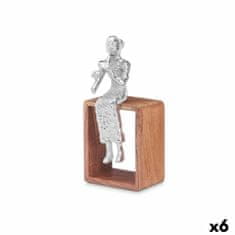 Gift Decor Okrasna Figura Kljunasta flavta Srebrna Les Kovina 13 x 27 x 13 cm