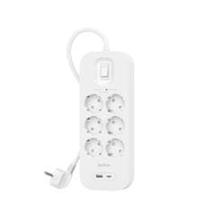 Belkin Podaljšek s 6 Vtičnic s Stikalom Belkin Connect SRB002VF2M Bela (2 m)