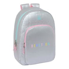 Benetton Šolski nahrbtnik Benetton Silver Podložen Srebrna 30 x 46 x 14 cm