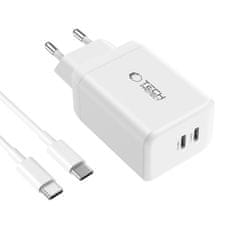 Tech-protect NC45W GaN polnilnik 2x USB-C 45W + kabel USB-C, bela