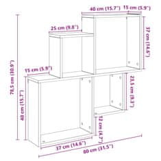 Vidaxl Stenska polica artisan hrast 80x15x78,5 cm inž. les