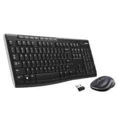 Logitech Tipkovnica in Brezžična Miška Logitech MK270 Črna Srebrna Qwerty US