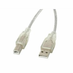 Lanberg Kabel USB A v USB B Lanberg CA-USBA-12CC-0018-TR 1,8 m 480 Mbit/s Bela Prozorno 1,8 m