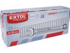 Extol Premium Viličasti ključi, nastavljeno 25ks, 6-32mm, CrV