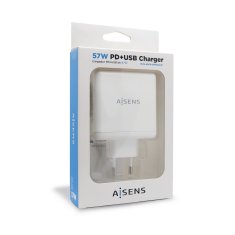 Aisens USB stenski polnilnik Aisens ASCH-2PD45A-W Bela 57 W USB-C (1 kosov)