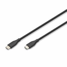 Digitus kabel USB C-C 0,5m 60W črn silikonski AK-300341-005-S