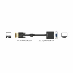 Delock adapter DVI-D 24+1M/VGA HD15Ž Aktivni 65658