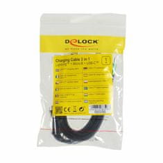 Delock kabel USB TipC 3v1 Lightning/TipC /Mikro 1m 86596