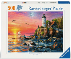 Ravensburger sestavljanka, svetilnik v sončnem zahodu, 500/1