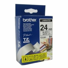 Brother Laminiran trak za etiketirne stroje Brother TZ-251 Bela Črna Črn/Bel