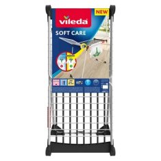 Vileda Sušilnik perila Vileda Soft Care, zložljiv, aluminij in jeklo, 21 m sušilne površine, kolesa za enostavno premikanje, bele barve