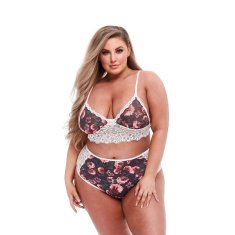 Baci Lingerie Komplet Spodnjega Perila iz Čipke Baci Lingerie Floral & Lace Siva (XL)