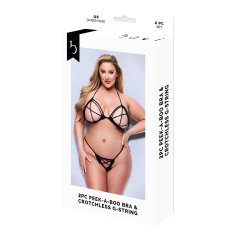 Baci Lingerie Komplet Spodnjega Perila Baci Lingerie Crotchless G- Črna 2 Kosi (Queen size)