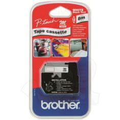 Brother Laminiran trak za etiketirne stroje Brother MK221 Bela Črna 9 mm x 8 m