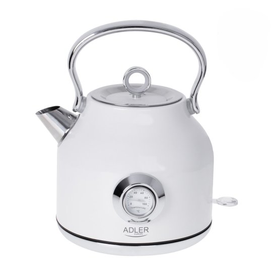 Adler Kettle Adler AD 1346w s termometrom, 2200 W, 1.7 L, nerjaveče jeklo, 360° rotacijska osnova, bela