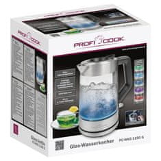 ProfiCook Kotel Proficook PC-WKS 1190 G, električen stekleni, 1.7 L, 2200 W, zaščita pred pregrevanjem, srebrna barva