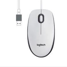 Logitech Miška s kablom in optičnim senzorjem Logitech M100 Bela 1000 dpi