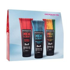 Dermacol Men Agent Set gel za prhanje Men Agent Eternal Victory 3in1 250 ml + gel za prhanje Men Agent Gentleman Touch 3in1 250 ml + gel za prhanje Men Agent Don't Worry Be Happy 3in1 250 ml za moške