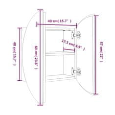 Vidaxl Kopalniška omarica z okroglim ogledalom LED bela 40x40x17,5 cm