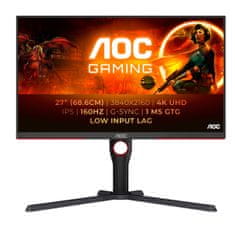 AOC Igračarski Monitor AOC U27G3X/BK 27" 4K Ultra HD 160 Hz/s