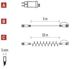 Emos  LED svetlobna veriga RGB 10m IP44 – osnovni komplet 