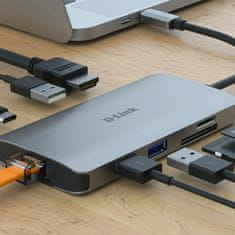 D-Link USB Hub C D-Link DUB-M810 Srebrna 100 W