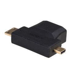 Akyga Akyga AK-AD-23 HDMI miniHDMI/microHDMI pretvornik, črn, moški na ženski, za hitro in enostavno povezavo video naprav.