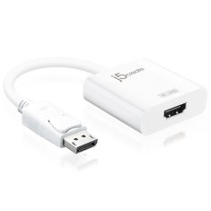 J5CREATE Adapter j5create DisplayPort na 4K HDMI (moški - ženski, 16 cm, bela) - Aktivni pretvornik za visoko ločljivost, plastično ohišje, idealen za vaše naprave.