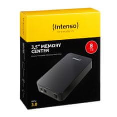 Intenso Zunanji trdi disk Intenso Memory Center, 8 TB, 5400 RPM, 3.5", USB 3.2 Gen 1, črna barva, hitrost branja 85 MB/s, hitro prenašanje podatkov, idealen za shranjevanje velikih datotek.