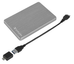 Verbatim Zunanji prenosni trdi disk Verbatim Store 'n' Go ALU Slim, 2TB, aluminijasta ohišje, USB 3.2, prostor sivo, podporan Windows in Mac, enostavna povezava Plug & Play.