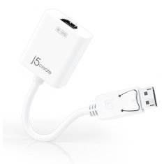 J5CREATE Adapter j5create DisplayPort na 4K HDMI (moški - ženski, 16 cm, bela) - Aktivni pretvornik za visoko ločljivost, plastično ohišje, idealen za vaše naprave.