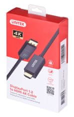 Unitek UNITEK DisplayPort 1.2 na HDMI kabel 4K@60HZ, dolžina 1,8m, črn, moški - moški, podpira HDR, 18 Gbit/s, idealen za visokokakovostno video predvajanje