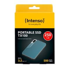 Intenso Intenso USB Type-C 3.2 Gen 1 SSD 250GB, hitrost branja do 500 MB/s, odporen na udarce, modra in siva barva, vključuje USB Type-C in Type-A kablope