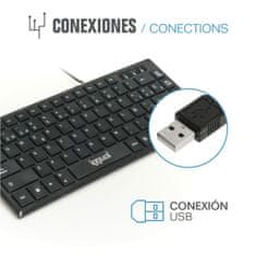 Iggual Tipkovnica iggual Teclado USB compacto TKL Slim TKL-USB negro Črna