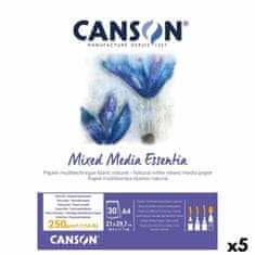 canson Risalna ploščica Canson Mixed Media Essentia Bela Bel Naraven A4 30 Listi (5 kosov)