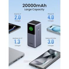 Ugreen Prenosna polnilna baterija 20.000mAh, 130W s pametnim digitalnim zaslonom