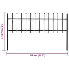 Vidaxl Vrtna ograja s koničastimi vrhovi jeklo 1,7x0,6 m črna