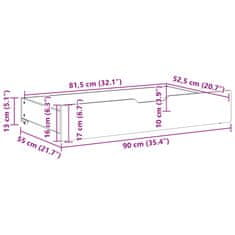 Vidaxl Predal za posteljo 2 kosa bela 90x55x16 cm trdna borovina