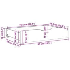 Vidaxl Predal za posteljo s kolesi 2 kosa 85x55x16 cm trdna borovina