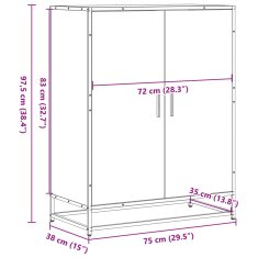 Vidaxl Omarica za čevlje črna 75x38x97,5 cm inženirski les in kovina